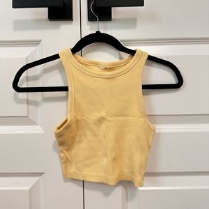 H&M ladies pastel yellow ribbed crop top size XS